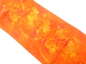 ふくれ織　花更紗模様織り出し　名古屋帯